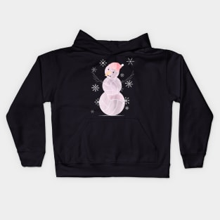 Cute Watercolor Pastel I Love Volleyball Snowman in Mauve Kids Hoodie